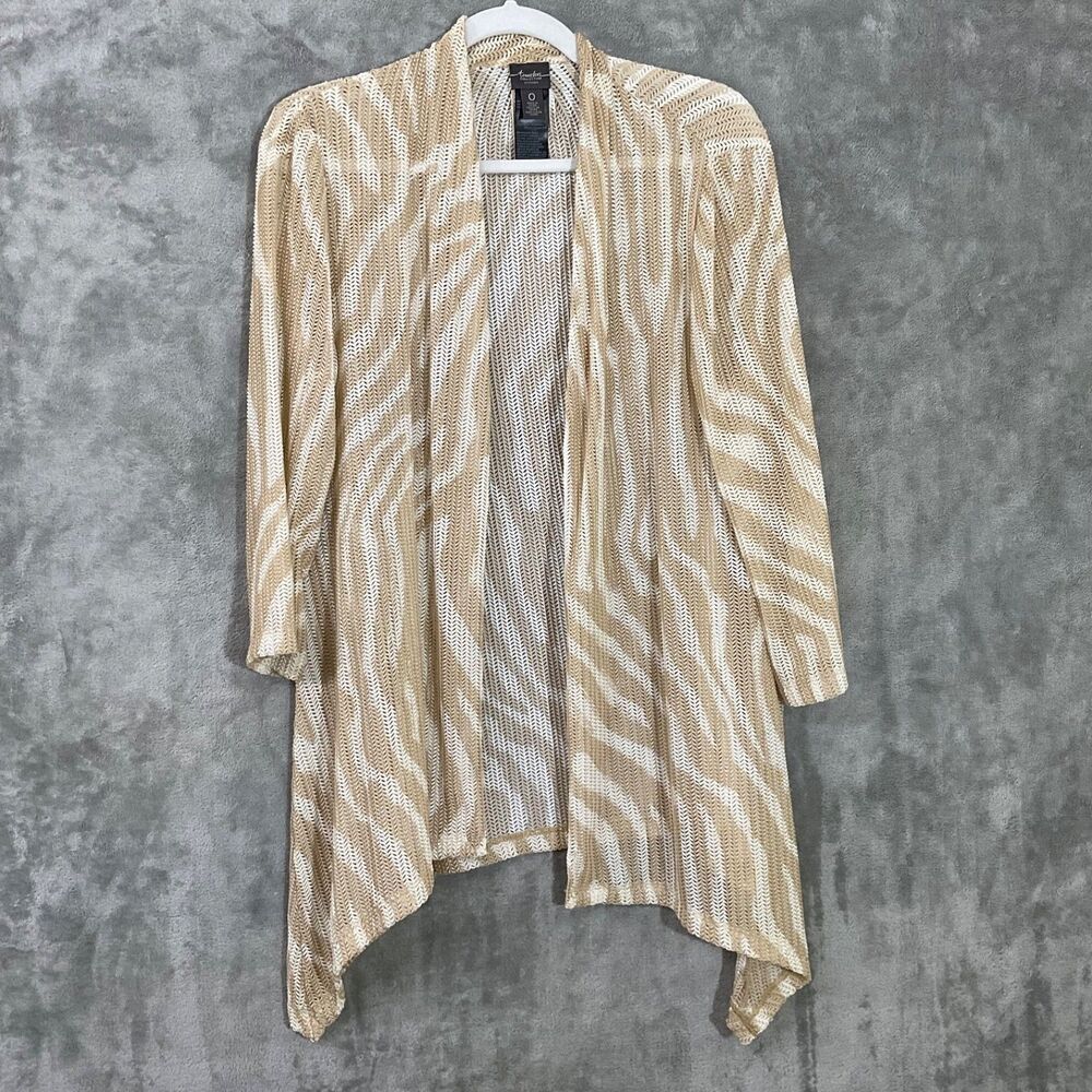 Chico's Travelers 0/ US  Small Open Front 3/4 Sleeve Mesh Cardigan Topper
